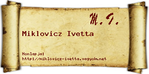 Miklovicz Ivetta névjegykártya